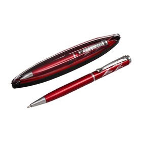 Ручка подарочная, шариковая, в пластиковом футляре, поворотная, 'Франсуаза', бордово-серебристая