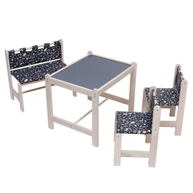Набор детской игровой мебели: стол + 2 стула + скамья, «Каспер», серый