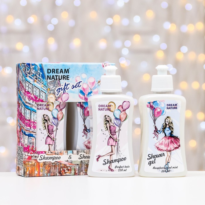 Подарочный набор косметики DreamNature: шампунь для чувствительной кожи головы, 250 мл + гель для душа, 250 мл - Фото 1