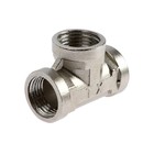 Тройник ZEIN, 1/2", внутренняя резьба, нержавеющая сталь, фасовка 2 шт. - фото 25514256