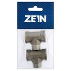 Тройник ZEIN, 1/2", внутренняя/наружная/внутренняя резьба, нержавеющая сталь, фасовка 2 шт. 9464731