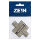 Тройник ZEIN, 1/2", наружная резьба, нержавеющая сталь, фасовка 2 шт. (комплект 2 шт) - фото 24245123