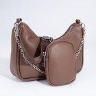Сумка женская на молнии, коричневая - фото 57970380