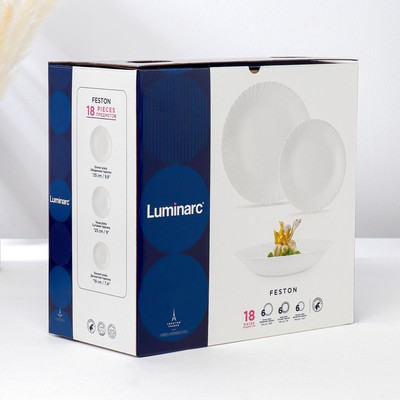 Сервиз столовый Luminarc Feston, 18 предметов, стеклокерамика, белый