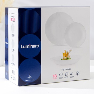 Сервиз столовый Luminarc Feston, 18 предметов, стеклокерамика, белый