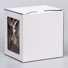 Коробка под торт 3 окна, с ручками, белая, 24 х 24 х 20 см - Фото 3