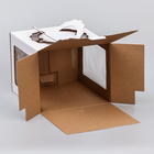 Коробка под торт 3 окна, с ручками, белая, 24 х 24 х 20 см - Фото 4