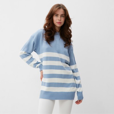 Джемпер женский MINAKU: Casual collection, экрю, синий, размер 42