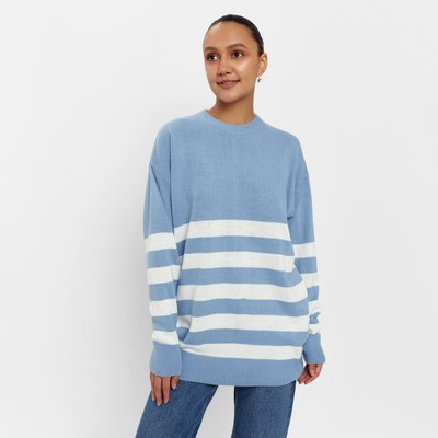 Джемпер женский MINAKU: Casual collection, экрю, синий, размер 48