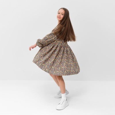 Платье для девочки MINAKU: Casual Collection, серое, рост 122-128 см