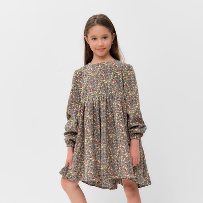 Платье для девочки MINAKU: Casual Collection, серое, рост 140-146 см