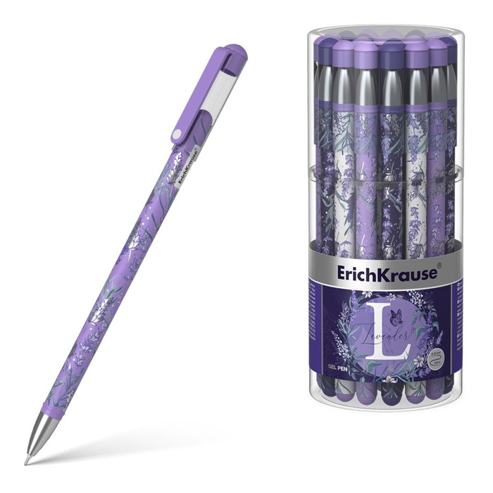 Ручка гелевая ErichKrause Lavender Stick, узел 0.38 мм, чернила чёрные, длина линии письма 500 метров, МИКС - Фото 1