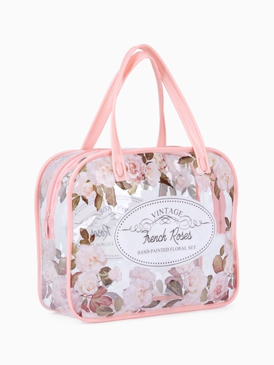 Косметичка на молнии, с ручками, цвет розовый