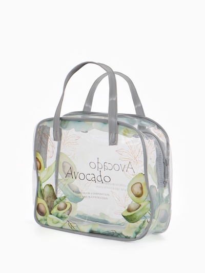 Косметичка-сумка на молнии для бассейна, с ручками, с принтом, серая