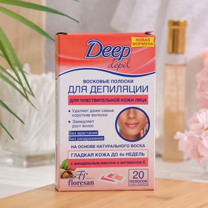 

Восковые полоски Deep depil для депиляции чувствительной кожи лица, 20 шт