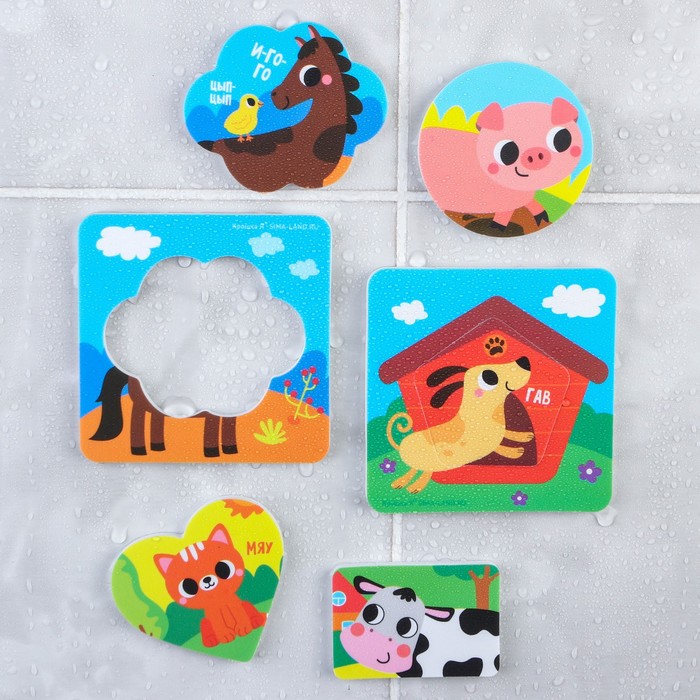 Набор игрушек для ванны «Ферма», по методике Сегена , 6 деталей 60097