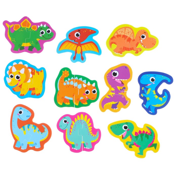 Пазлы мягкие для малышей Крошка Я «Динозаврики», 10 пазлов - Фото 1