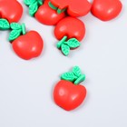 Декор для творчества пластик "Красное яблоко с листиками" набор 10 шт 3х1,7 см - фото 319242245