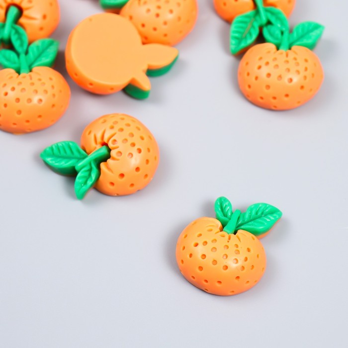 Декор для творчества пластик Апельсинка с листиками набор 10 шт 2,5х2 см