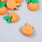Декор для творчества пластик "Апельсинка с листиками" набор 10 шт 2,5х2 см - фото 6796559