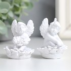 Фигурка полистоун «Белый ангел на цветке», 3.6×3.7×5 см, МИКС - Фото 1