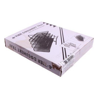 УЦЕНКА Лоток горизонтальный для бумаг 4 отделения, сетка металл, серая