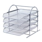 УЦЕНКА Лоток горизонтальный для бумаг 4 отделения, сетка металл, серая - Фото 2