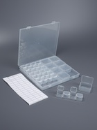 Органайзер для хранения мелочей, 36 баночек, с наклейками, в контейнере, 21×17×2.8 см - Фото 2