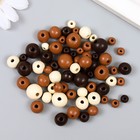 Набор деревянных бусин со шнуром "Астра" 6,8,10,12мм, 90 шт, натуральный микс - фото 23286846