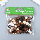 Набор деревянных бусин со шнуром "Астра" 6,8,10,12мм, 90 шт, натуральный микс - фото 23286848