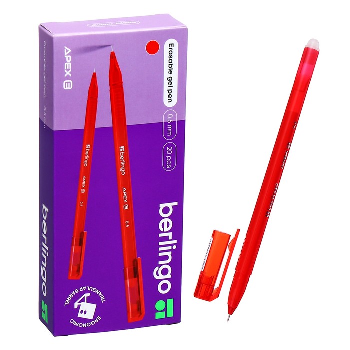 Ручка "пиши-стирай" гелевая Berlingo "Apex E", 0.5мм, трехгранная, стер/красный 265913 - Фото 1