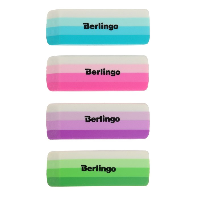Ластик Berlingo 50*19*9мм "Stripes", прямоугольный, скошенный, термопласт. резина, цвета ассорти   5 - Фото 1