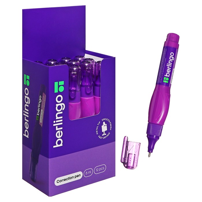 Корректирующий карандаш 8 мл Berlingo, металлический наконечник - Фото 1