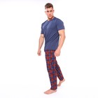 Комплект домашний мужской (футболка/брюки), цвет синий/красный, размер 50 - Фото 3