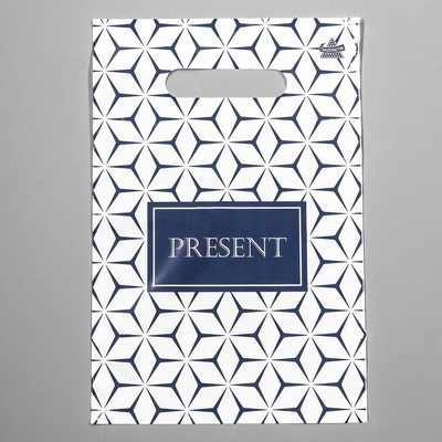 Пакет «Презент стиль», полиэтиленовый с вырубной ручкой, 20×30 см, 30 мкм