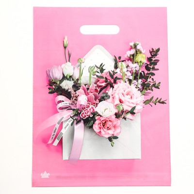 Пакет «Нежное послание», полиэтиленовый с вырубной ручкой, 40×31 см, 60 мкм