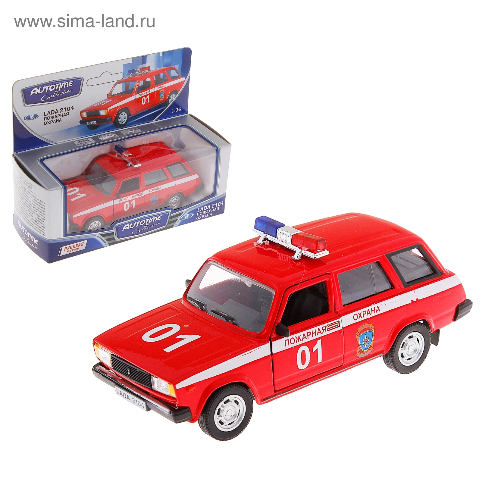 Модель машины пожарная машина Lada 2104, масштаб 1:36