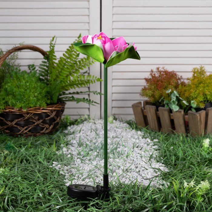Садовый светильник на солнечной батарее «Лотос», 70 см, 1 LED, свечение мульти (RGB) - фото 1900305484