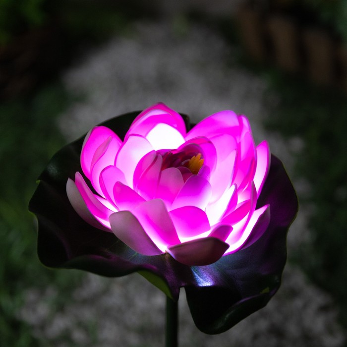Садовый светильник на солнечной батарее «Лотос», 70 см, 1 LED, свечение белое - Фото 1