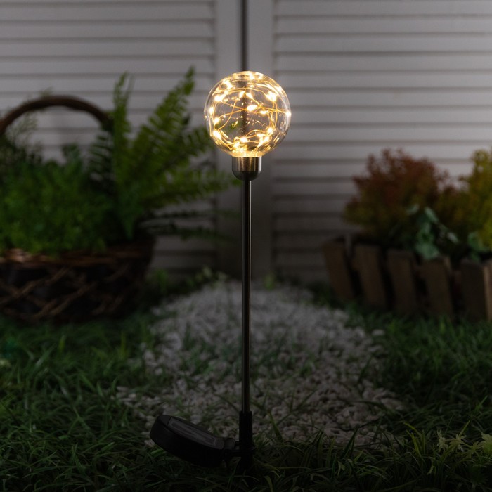 Садовый светильник на солнечной батарее «Шар», 70 см, 20 LED, свечение тёплое белое - Фото 1