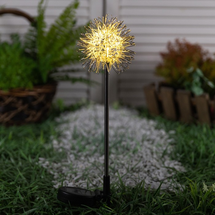 Садовый светильник на солнечной батарее «Морской ёж», 70 см, 1 LED, свечение тёплое белое - Фото 1