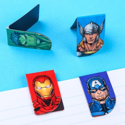 Магнитные закладки для книг, 4 шт. на открытке «Настоящему герою», Мстители