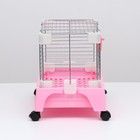 Клетка для грызунов с колёсами и выдвижным поддоном, 49 х 33 х 37 см, розовая - Фото 2
