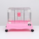 Клетка для грызунов с колёсами и выдвижным поддоном, 49 х 33 х 37 см, розовая - Фото 3