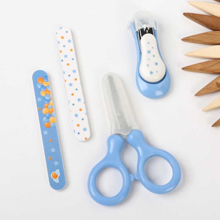 Детский маникюрный набор (ножницы, книпсер, пилочки), цвет голубой - Фото 1