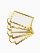 Ценники на верёвке, 100 шт. отверстие 3 мм, 1.3×2.5 см, белые, золотой  (артикул 9218025)  большой выбор товаров оптом и в розницу по низким ценам с доставкой