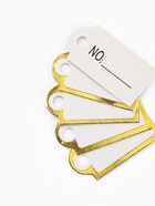 Ценники на верёвке, 100 шт. отверстие 3 мм, 1.3×2.5 см, белые, золотой  (артикул 9218025)  большой выбор товаров оптом и в розницу по низким ценам с доставкой
