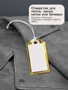 Ценники на верёвке, 100 шт. отверстие 3 мм, 1.3×2.5 см, белые, золотой - Фото 2