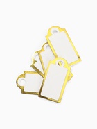 Ценники на верёвке, 100 шт. отверстие 3 мм, 1.3×2.5 см, белые, золотой  (артикул 9218025)  большой выбор товаров оптом и в розницу по низким ценам с доставкой