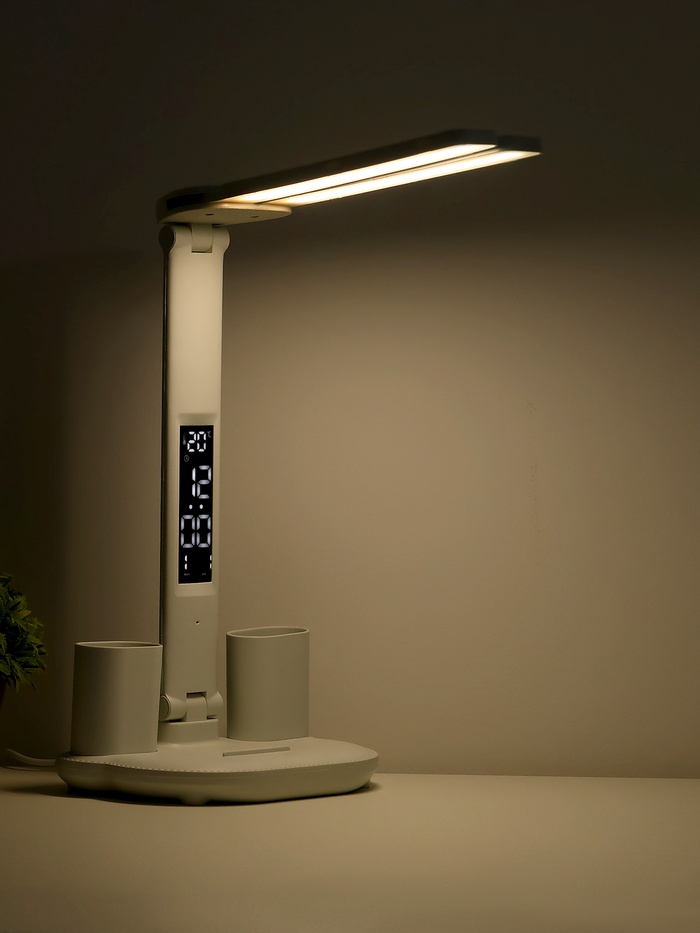Часы - лампа электронные: календарь, термометр, LED, 3 режима, USB, 32×12×17 см - Фото 1